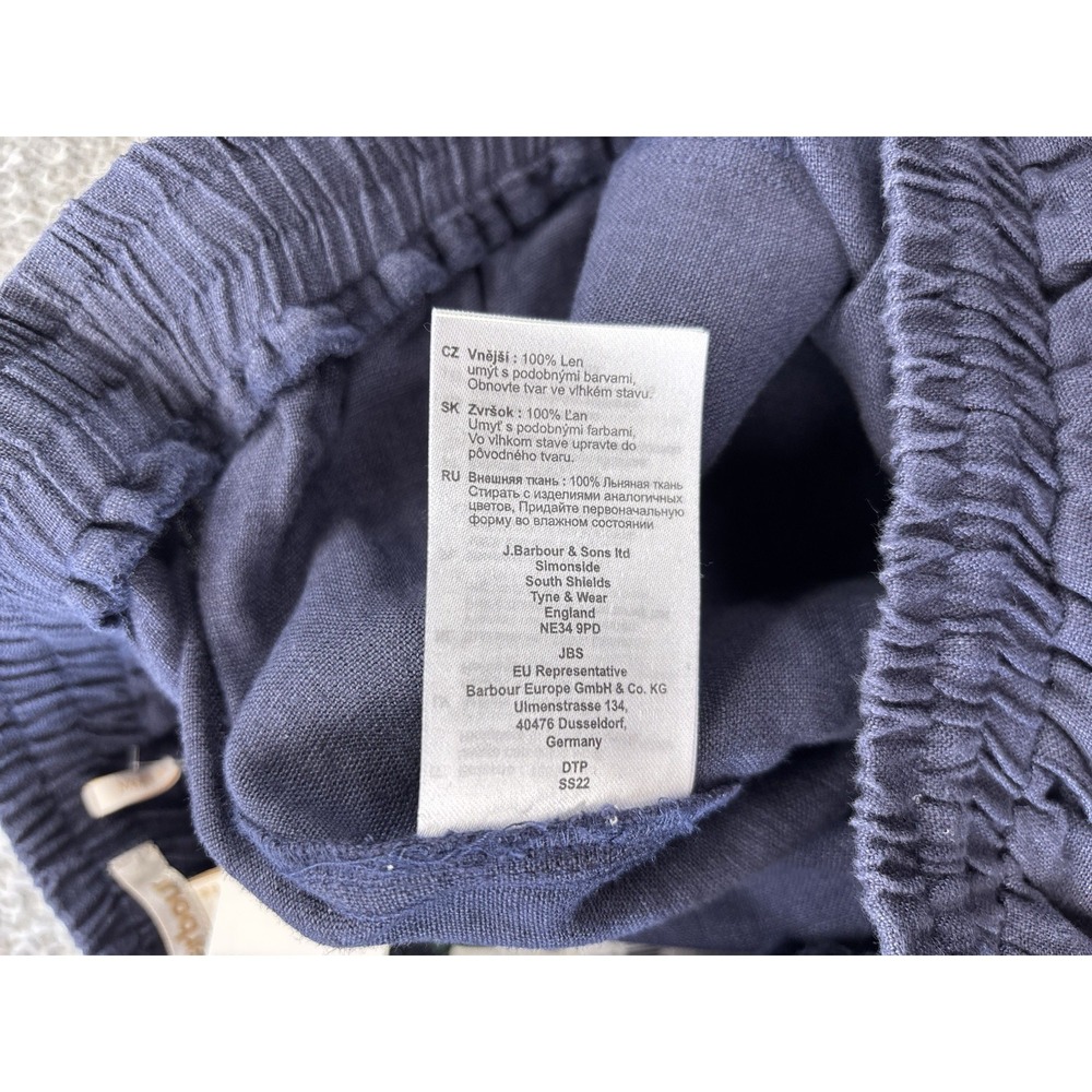 BARBOUR Cherbury Trousers Womens 10 Midnight Dark Blue Linen Elastic Waist NWT - Picture 12 of 13